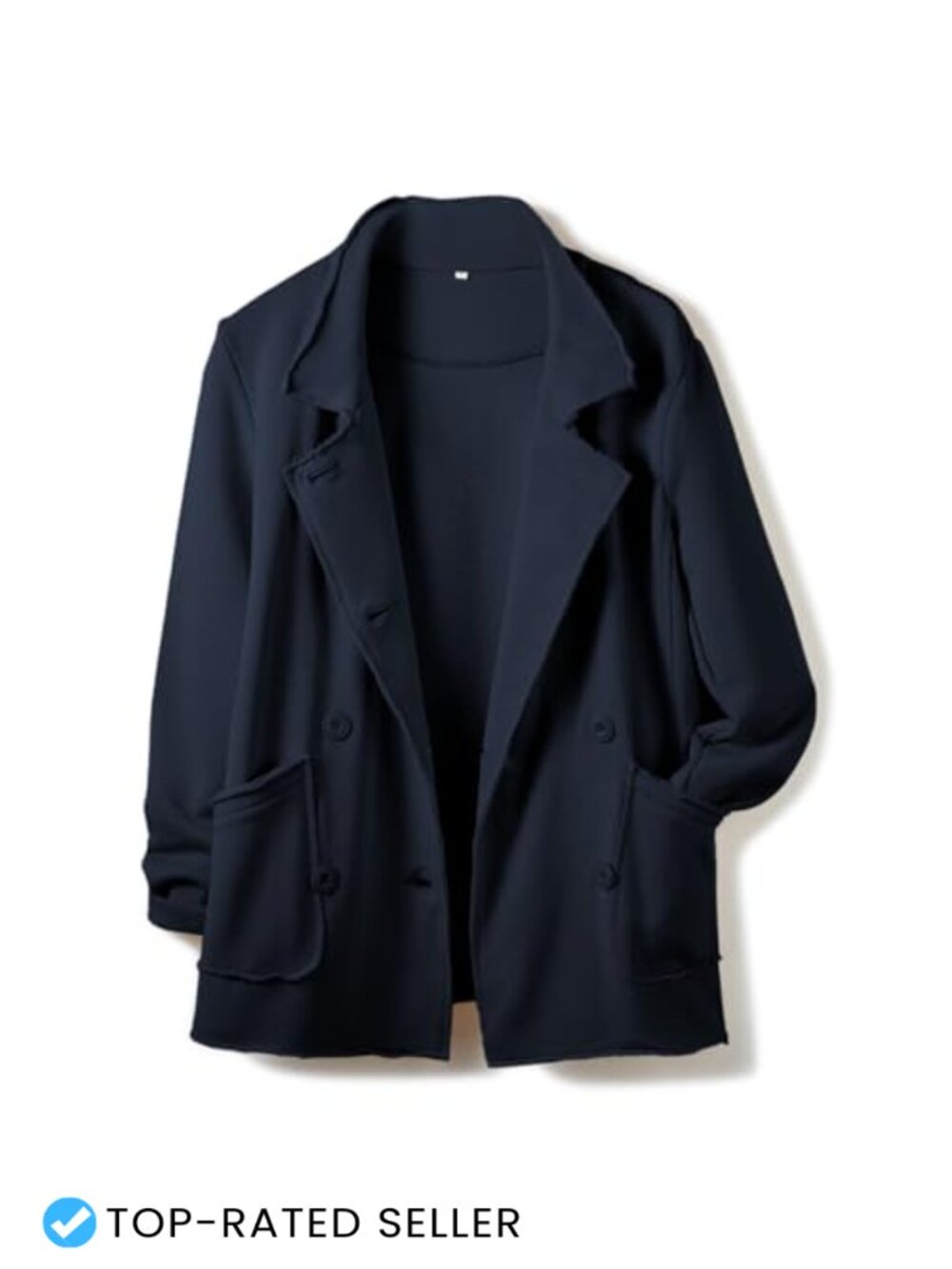 Womens Double Breasted Pea Coat Cotton Fleece Lined Trench Jacket
